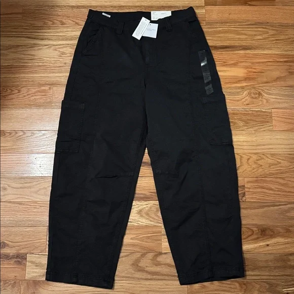 American Eagle Outfitters NWT Black Barrel Pants mid rise  size 10 - Picture 3 of 9
